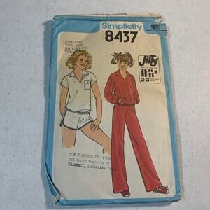 vintage sewing pattern Simplicity 8437 gym athleisure teen junior girl 1977 70s